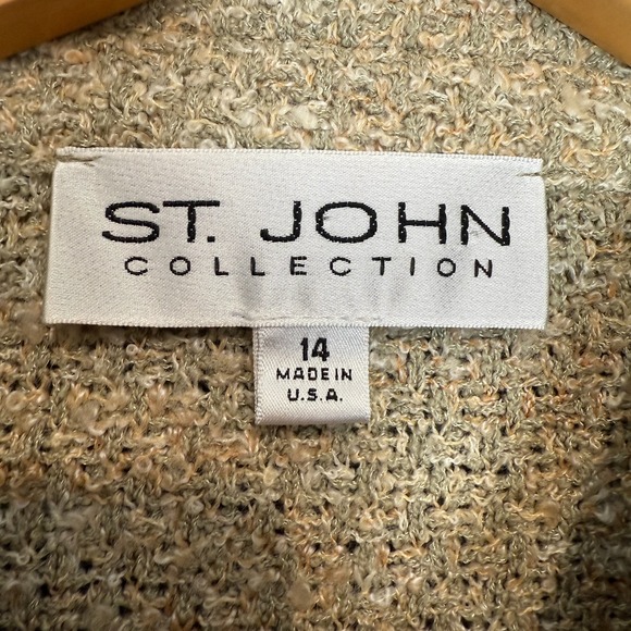 St. John Collection Tweed Knit Jacket Womens 14 Button Peter Pan Collar Flap USA - Picture 6 of 14